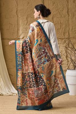 Silk madhubani printed pre-draped saree 3