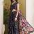 Satin quirky printed pre-draped saree