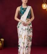 Floral printed satin ready to wear saree