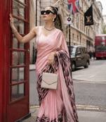 Abstract printed satin ready to wear saree