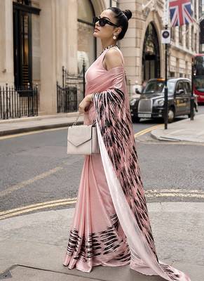 Abstract printed satin ready to wear saree 3