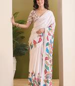 Floral printed satin ready to wear saree