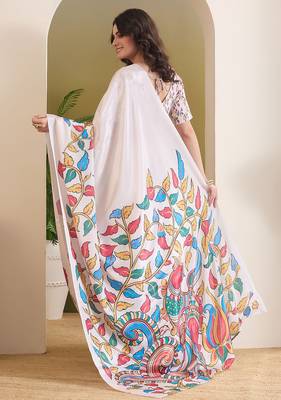 Floral printed satin ready to wear saree 3