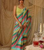 Floral striped print satin ready to wear saree
