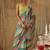 Floral striped print satin ready to wear saree