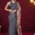 Satin quirky striped printed pre-draped saree