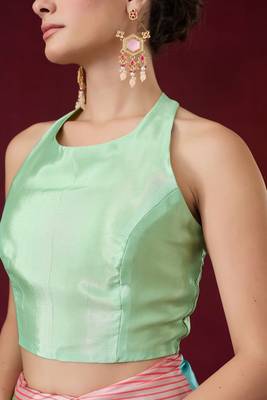 Striped printed satin ready to wear saree 4