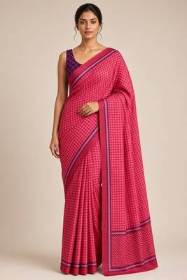 Geometric printed silk blend ready to wear saree 1