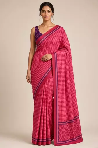Geometric printed silk blend ready to wear saree