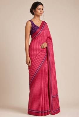 Geometric printed silk blend ready to wear saree 2