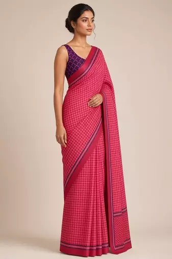 Geometric printed silk blend ready to wear saree