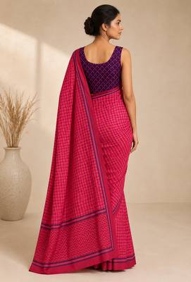 Geometric printed silk blend ready to wear saree 3