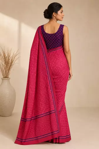 Geometric printed silk blend ready to wear saree