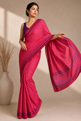 Geometric printed silk blend ready to wear saree 4