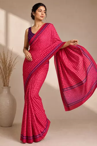 Geometric printed silk blend ready to wear saree