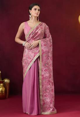 Aari work floral pure georgette ready to wear saree 2