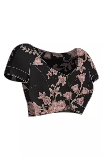 Pure crepe floral printed ari work pre-draped saree