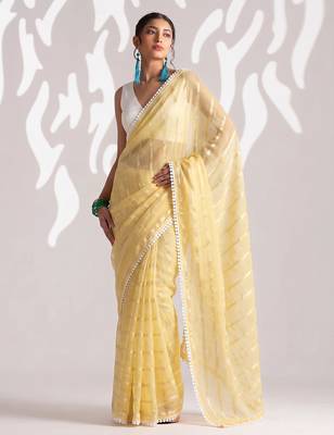 Solid pure chiffon ready to wear saree 3