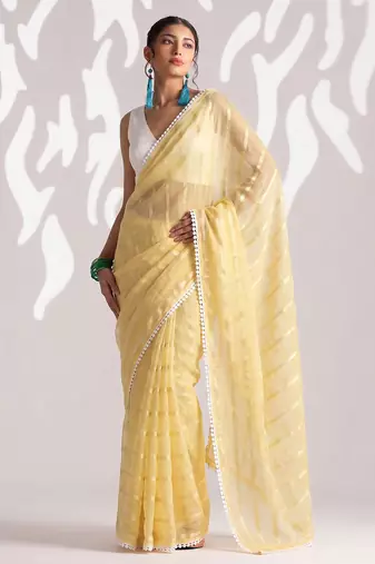 Solid pure chiffon ready to wear saree