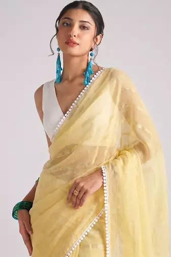 Solid pure chiffon ready to wear saree