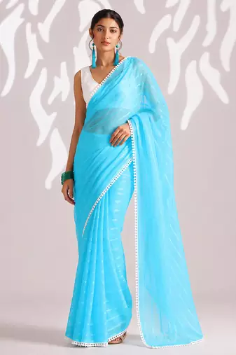 Solid pure chiffon ready to wear saree