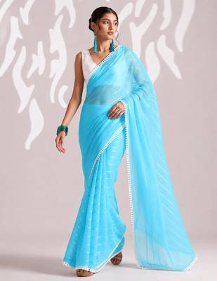 Solid pure chiffon ready to wear saree 3