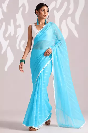 Solid pure chiffon ready to wear saree