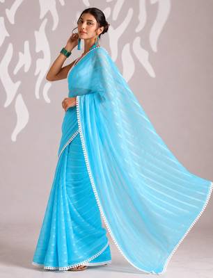 Solid pure chiffon ready to wear saree 4