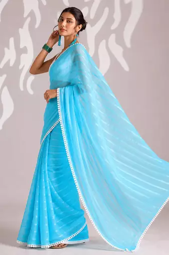 Solid pure chiffon ready to wear saree