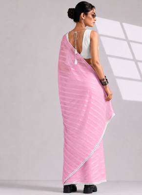 Solid pure chiffon ready to wear saree 2
