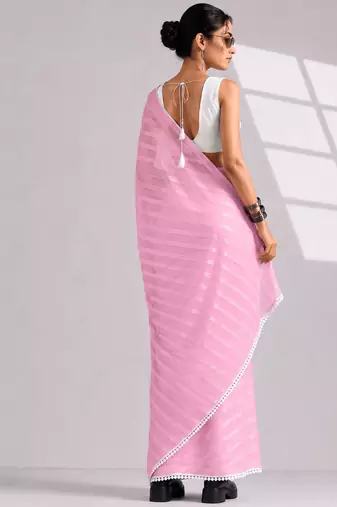 Solid pure chiffon ready to wear saree