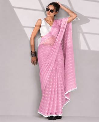 Solid pure chiffon ready to wear saree 4
