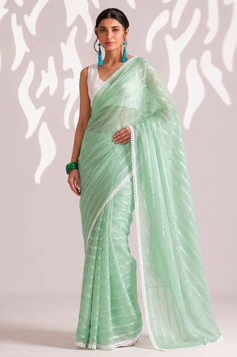 Solid pure chiffon ready to wear saree