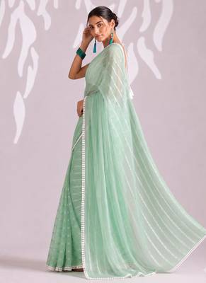 Solid pure chiffon ready to wear saree 2