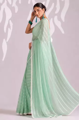 Solid pure chiffon ready to wear saree