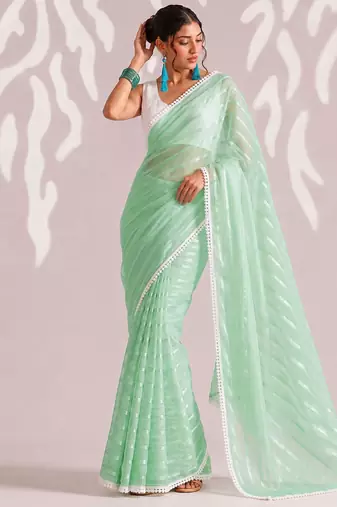 Solid pure chiffon ready to wear saree