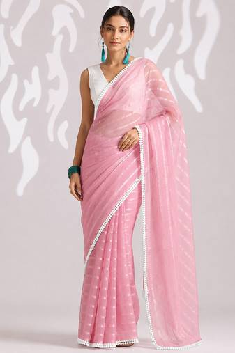 Solid pure chiffon ready to wear saree