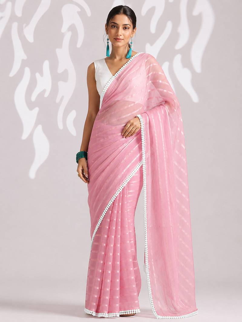 Solid pure chiffon ready to wear saree