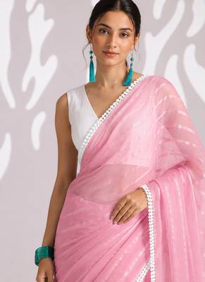 Solid pure chiffon ready to wear saree 4