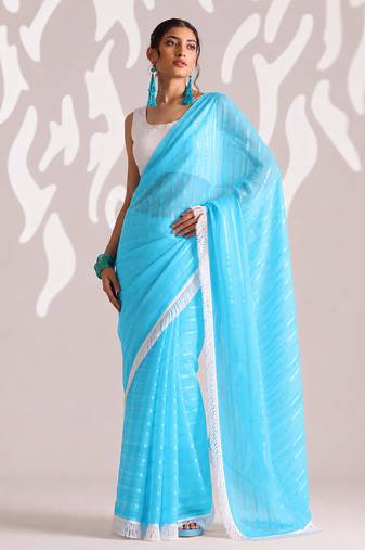 Solid pure chiffon ready to wear saree