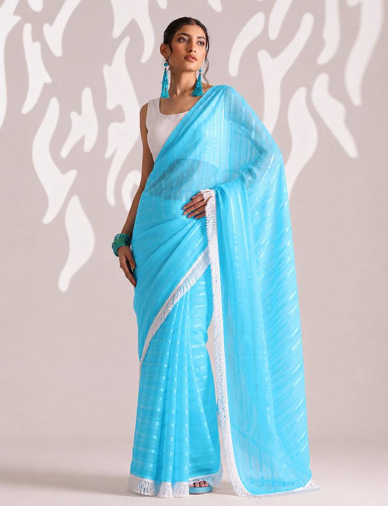 Solid pure chiffon ready to wear saree