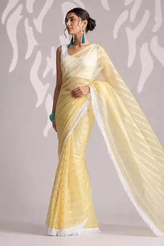 Solid pure chiffon ready to wear saree