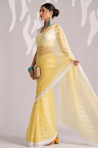 Solid pure chiffon ready to wear saree