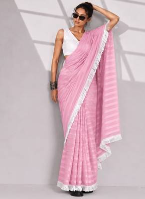 Solid pure chiffon ready to wear saree 1
