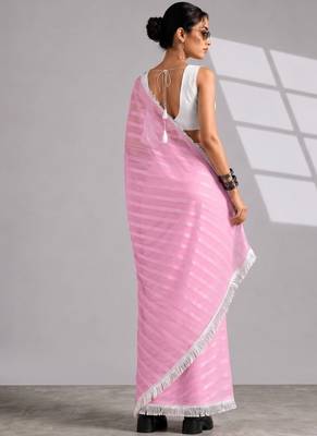 Solid pure chiffon ready to wear saree 3