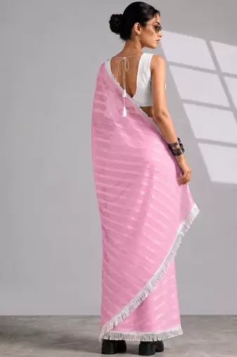 Solid pure chiffon ready to wear saree