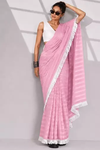 Solid pure chiffon ready to wear saree