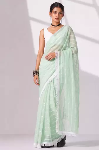 Solid pure chiffon ready to wear saree