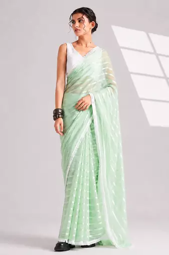Solid pure chiffon ready to wear saree