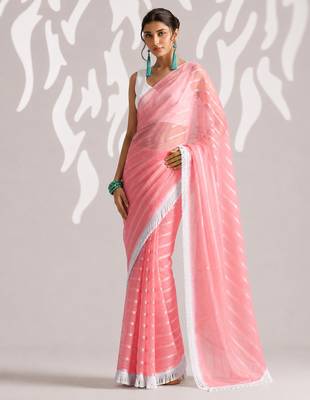 Solid pure chiffon ready to wear saree 1